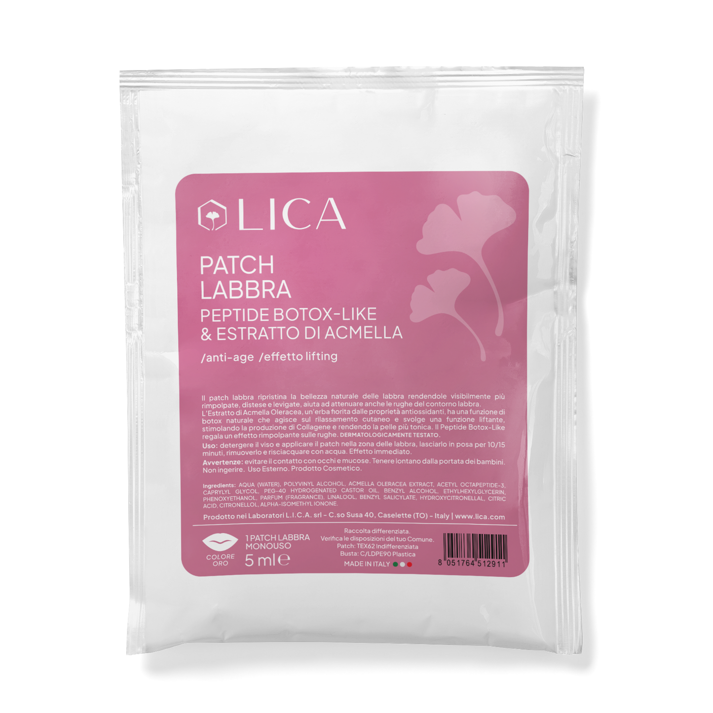 PATCH CONTORNO LABBRA Estratto di Acmella & Peptide Botox-Like