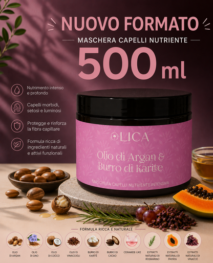 MASCHERA CAPELLI NUTRIENTE INTENSIVA Olio di Argan & Burro di Karitè